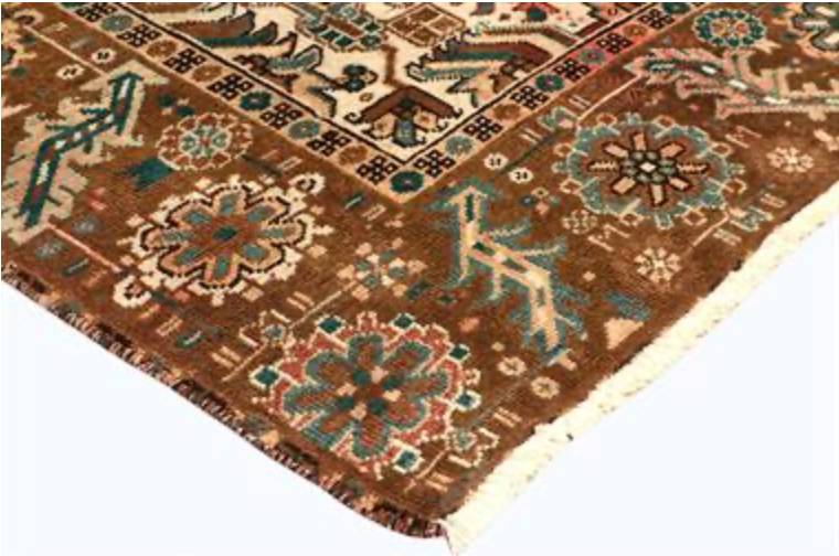 Heriz Renaissance Collection - 7' 08" x 10' 09" - Brown & Ivory - Hand Knotted Wool Traditional Classic Heriz Rug