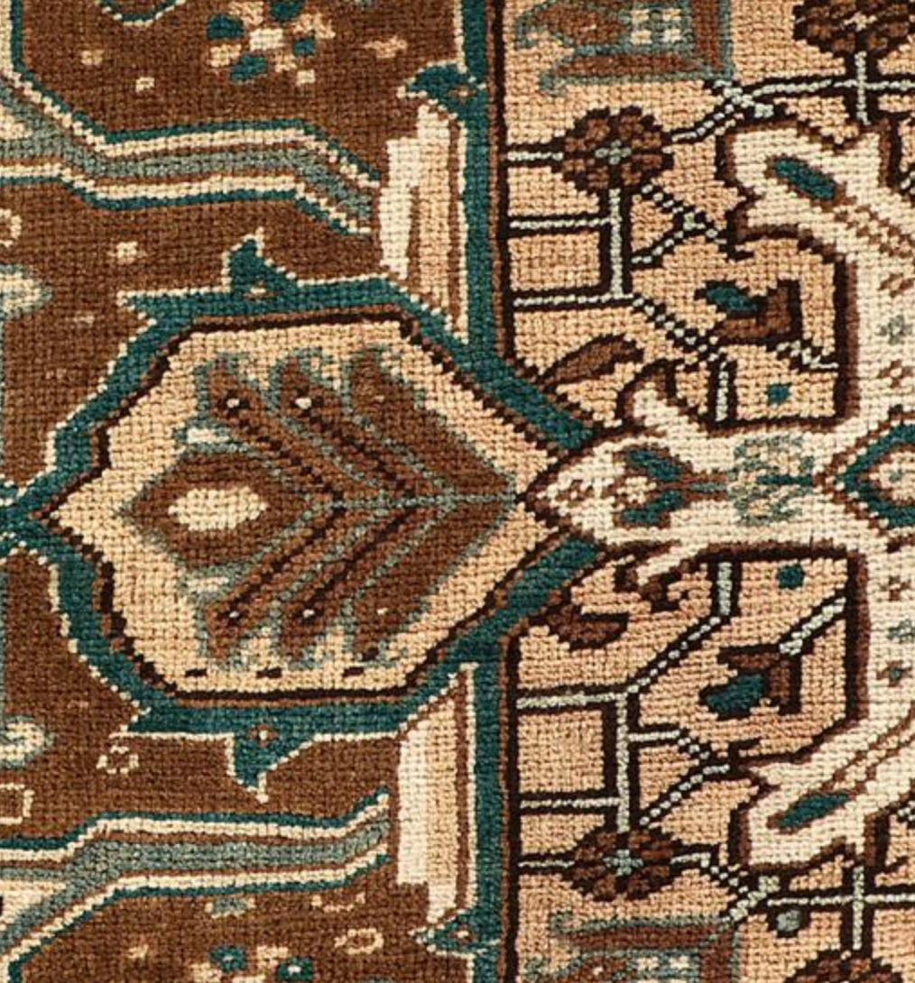 Heriz Renaissance Collection - 7' 08" x 10' 09" - Brown & Ivory - Hand Knotted Wool Traditional Classic Heriz Rug