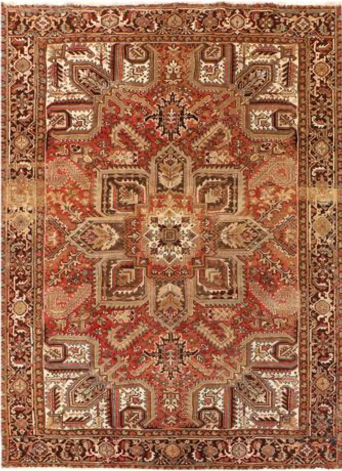 Heriz Renaissance Collection - 8' 02" x 11' 03" - Rust Brown & Ivory - Hand Knotted Wool Traditional Classic Heriz Rug