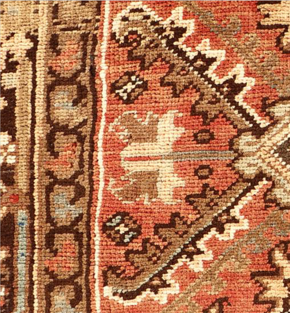 Heriz Renaissance Collection - 8' 02" x 11' 03" - Rust Brown & Ivory - Hand Knotted Wool Traditional Classic Heriz Rug