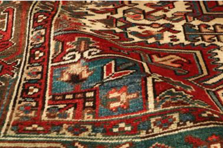 Heriz Renaissance Collection - 7' 03" x 9' 03" - Red Green & Ivory - Hand Knotted Wool Traditional Classic Heriz Rug