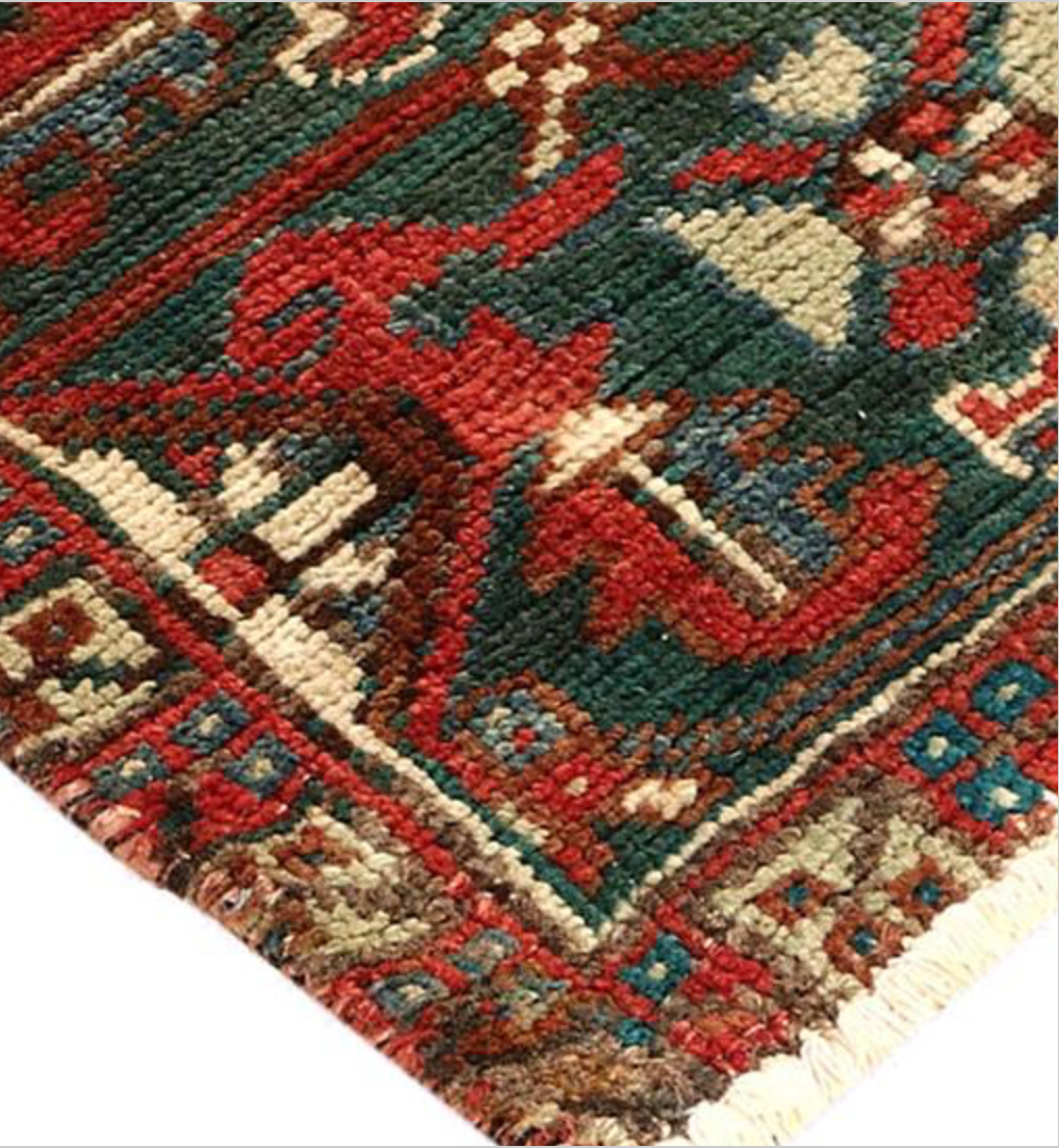 Heriz Renaissance Collection - 7' 03" x 9' 03" - Red Green & Ivory - Hand Knotted Wool Traditional Classic Heriz Rug
