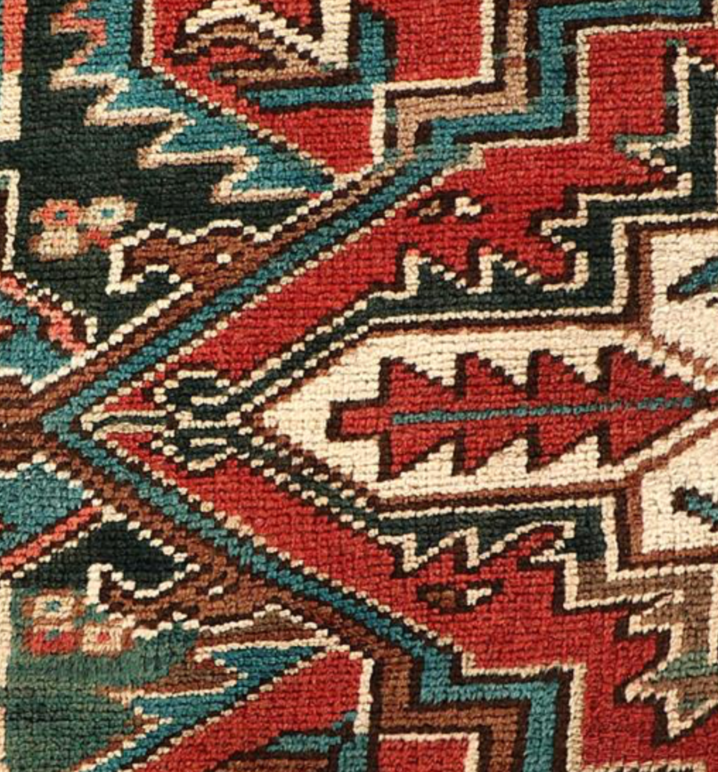 Heriz Renaissance Collection - 7' 03" x 9' 03" - Red Green & Ivory - Hand Knotted Wool Traditional Classic Heriz Rug