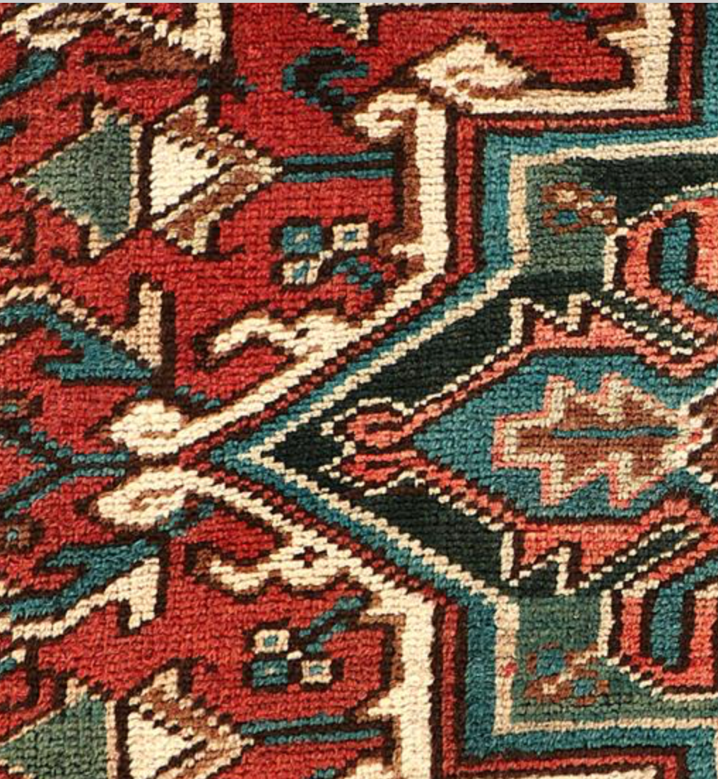 Heriz Renaissance Collection - 7' 03" x 9' 03" - Red Green & Ivory - Hand Knotted Wool Traditional Classic Heriz Rug