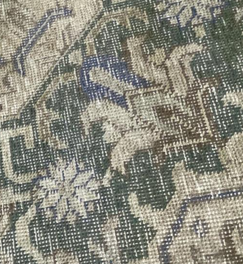 Vintage Persian Tabriz Heriz - 9' 07" x 12' 11" - Beige Blue Green Brown - Hand Knotted Wool Vintage Persian Tabriz Heriz Rug