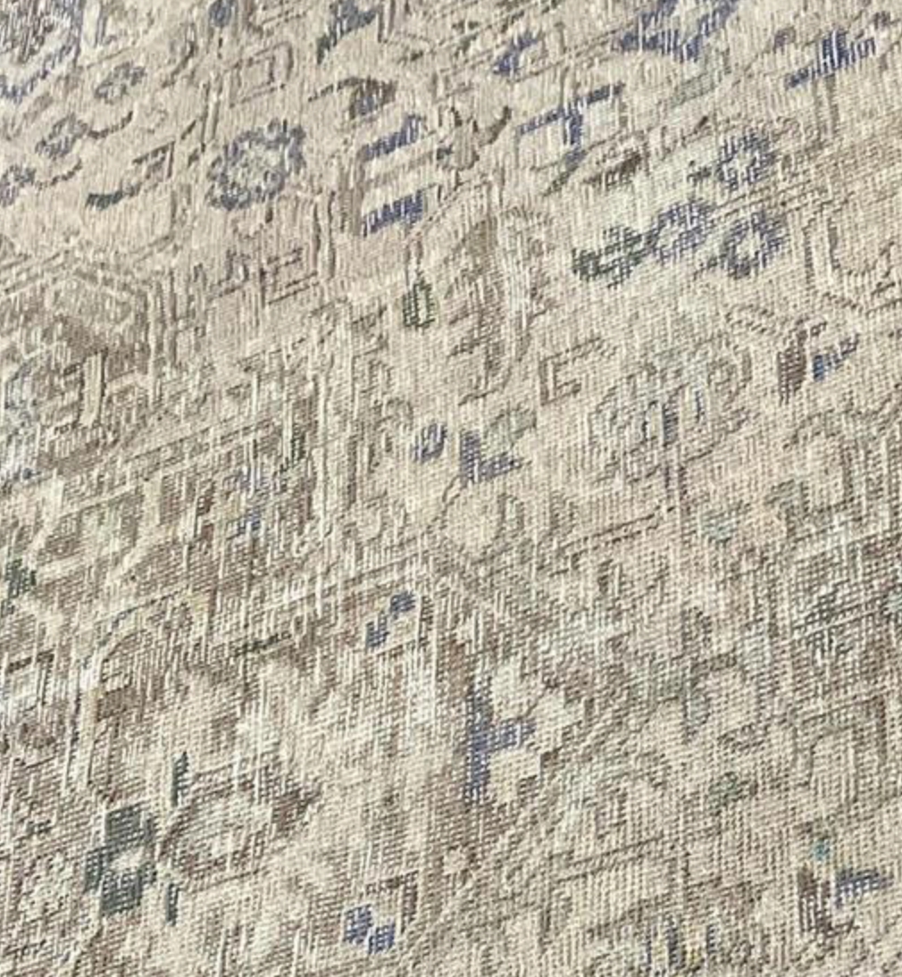 Vintage Persian Tabriz Heriz - 9' 07" x 12' 11" - Beige Blue Green Brown - Hand Knotted Wool Vintage Persian Tabriz Heriz Rug
