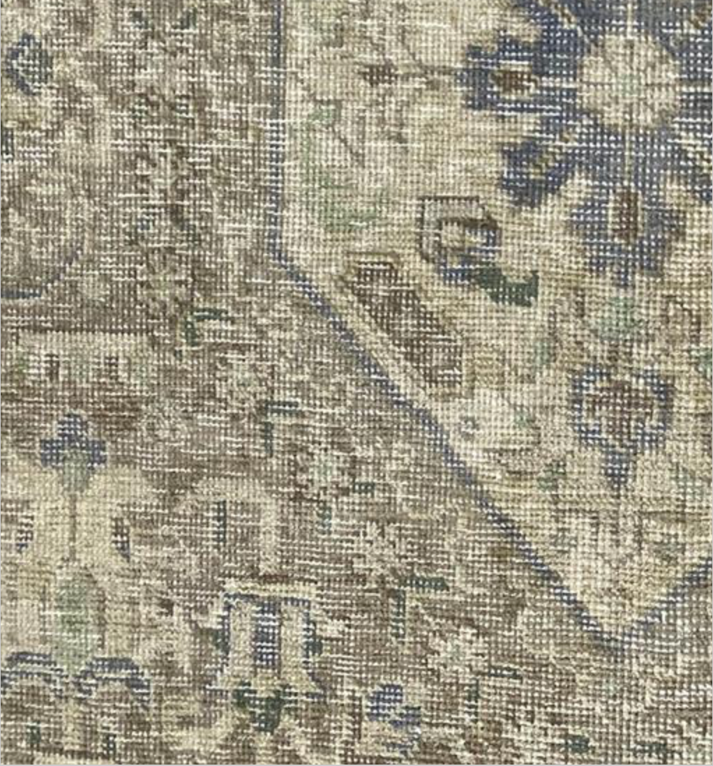 Vintage Persian Tabriz Heriz - 9' 07" x 12' 11" - Beige Blue Green Brown - Hand Knotted Wool Vintage Persian Tabriz Heriz Rug