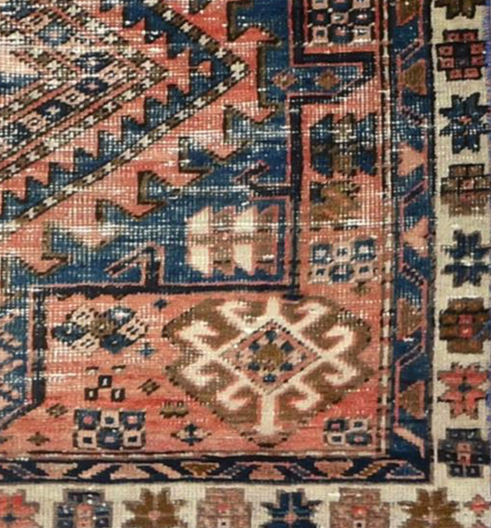 Renaissance Collection Runner - 3' 03" x 14' 01" - Rust & Navy - Hand Knotted Wool Distressed Rustic Rug
