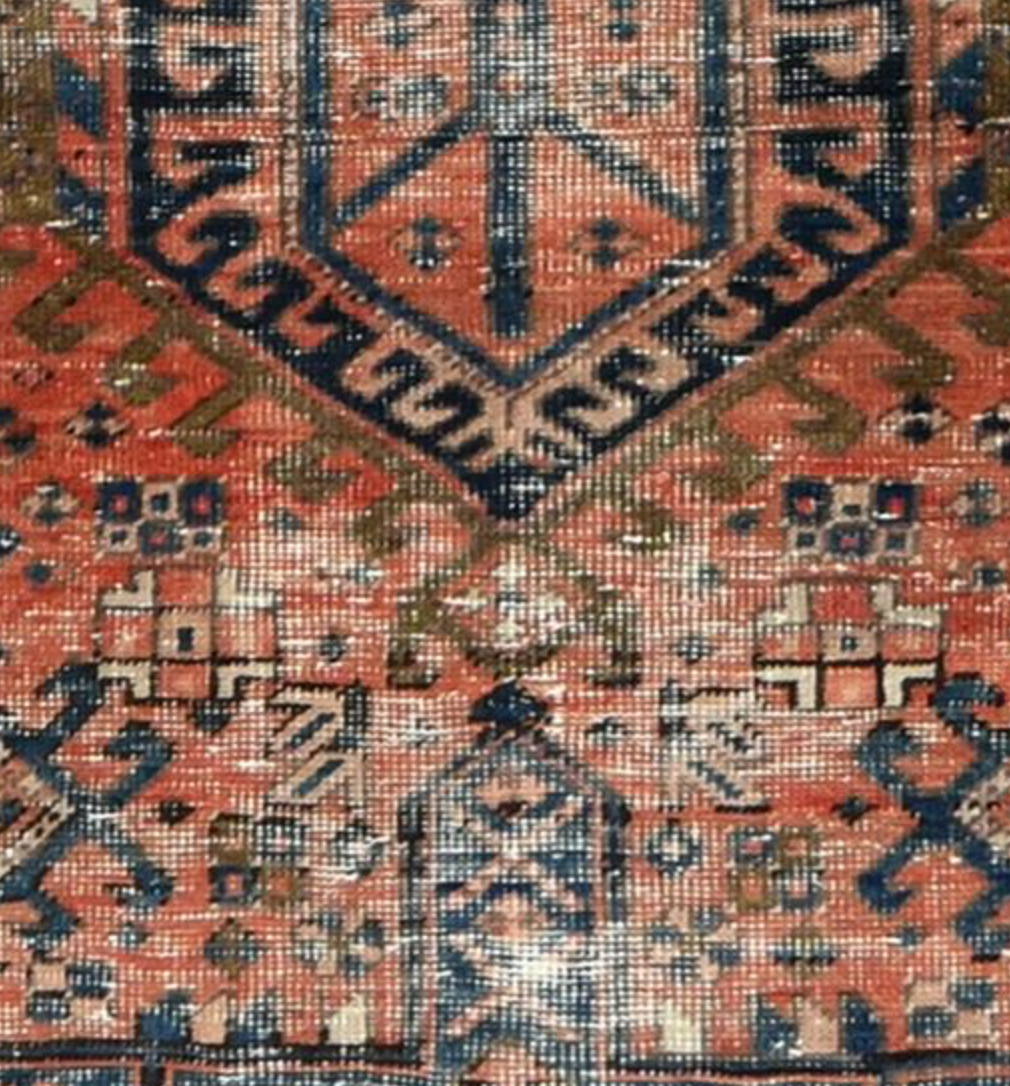 Renaissance Collection Runner - 3' 03" x 14' 01" - Rust & Navy - Hand Knotted Wool Distressed Rustic Rug