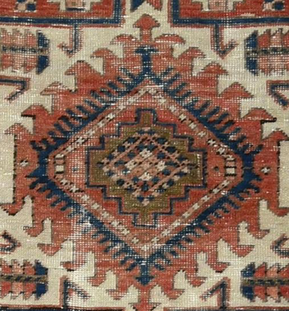 Renaissance Collection Runner - 3' 03" x 14' 01" - Rust & Navy - Hand Knotted Wool Distressed Rustic Rug
