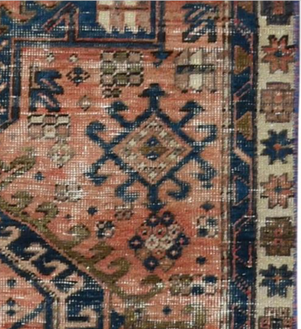 Renaissance Collection Runner - 3' 03" x 14' 01" - Rust & Navy - Hand Knotted Wool Distressed Rustic Rug