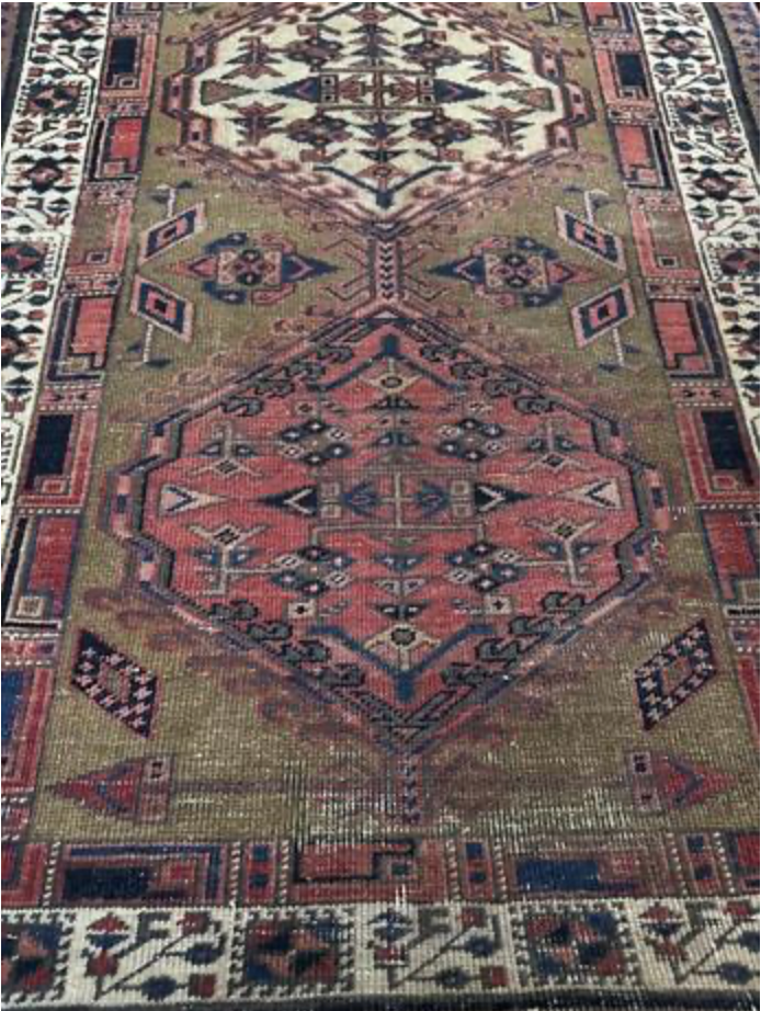 Sarab Renaissance Collection Runner - 3' 03" x 9' 11" - Camel Pink Ivory - Hand Knotted Wool Distressed Rustic Runner
