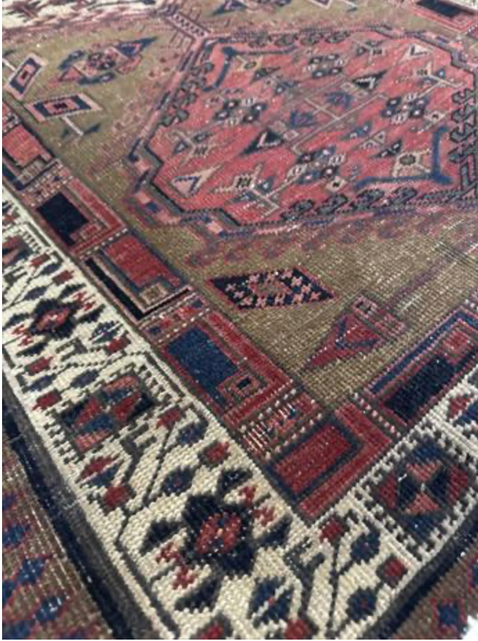 Sarab Renaissance Collection Runner - 3' 03" x 9' 11" - Camel Pink Ivory - Hand Knotted Wool Distressed Rustic Runner