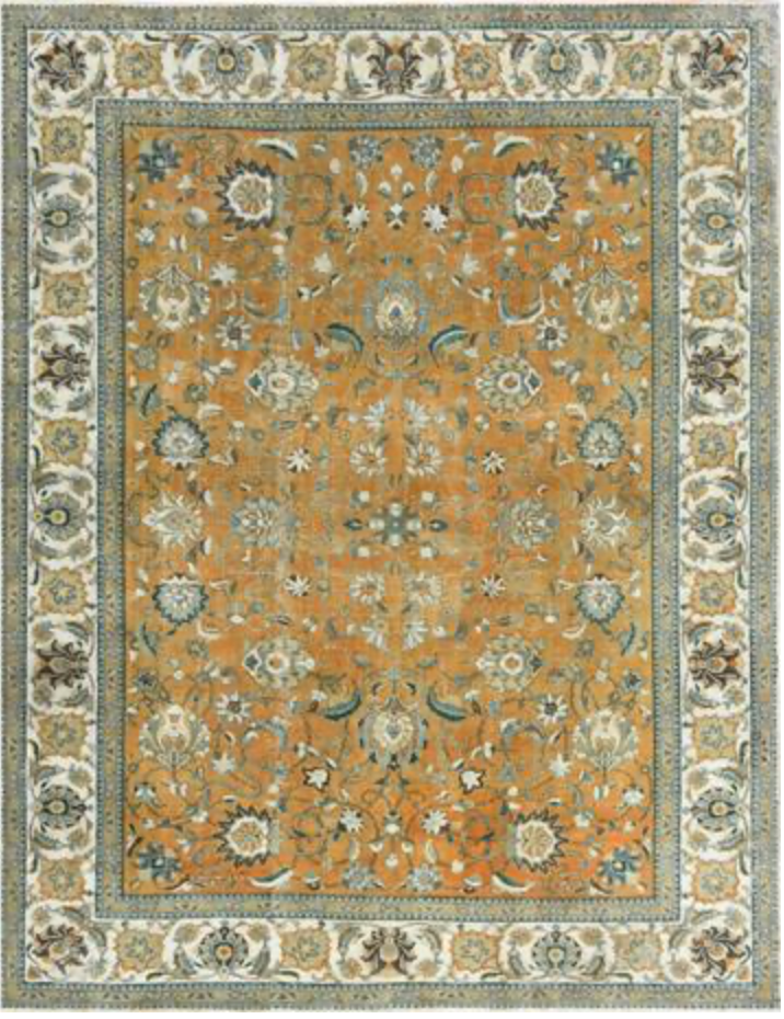 Renaissance Collection - 7' 11" x 10' 03" - Rust Blue White Grey - Hand Knotted Wool Distressed Traditional Rustic Tribal Rug