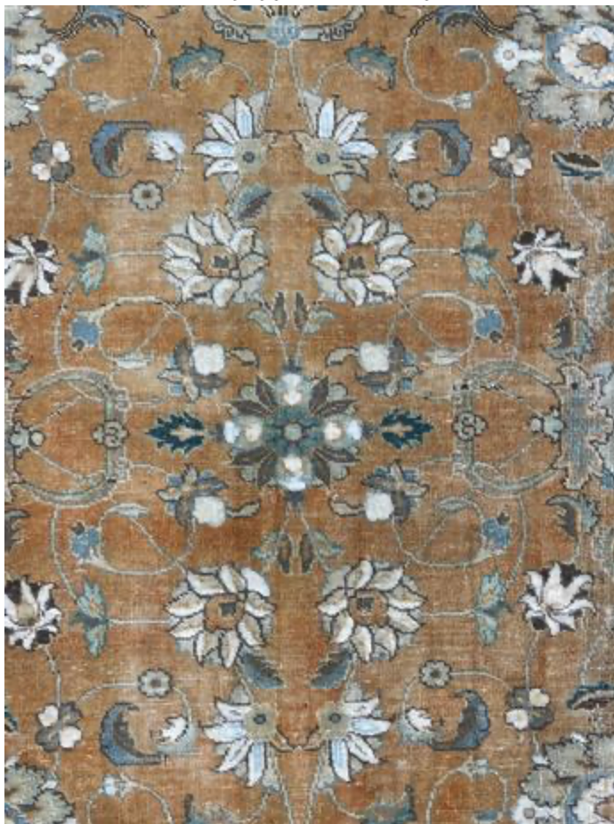Renaissance Collection - 7' 11" x 10' 03" - Rust Blue White Grey - Hand Knotted Wool Distressed Traditional Rustic Tribal Rug