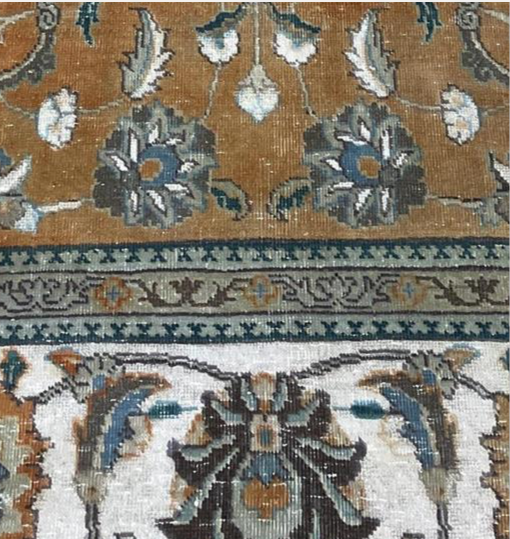 Renaissance Collection - 7' 11" x 10' 03" - Rust Blue White Grey - Hand Knotted Wool Distressed Traditional Rustic Tribal Rug