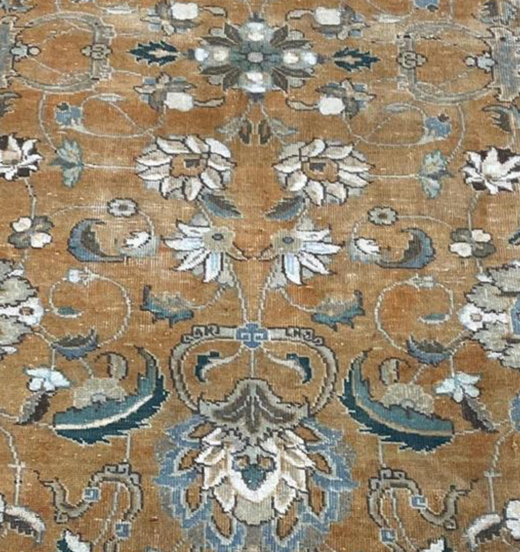 Renaissance Collection - 7' 11" x 10' 03" - Rust Blue White Grey - Hand Knotted Wool Distressed Traditional Rustic Tribal Rug