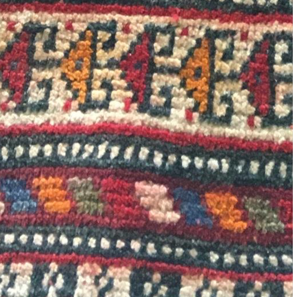 Shiraz Renaissance Collection Runner Rug - 3' 11" x 9' 03" - Red Multicolor - Hand Knotted Wool Distressed Rustic Runner Rug