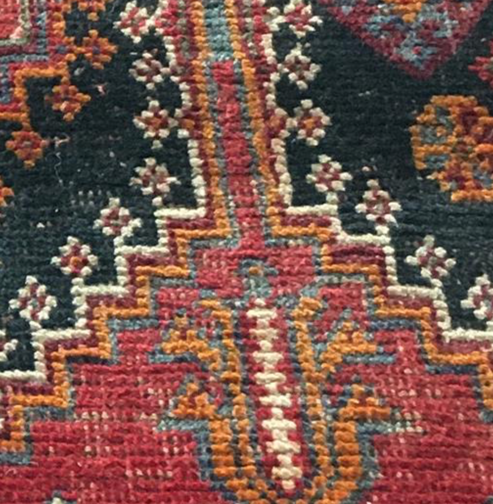 Shiraz Renaissance Collection Runner Rug - 3' 11" x 9' 03" - Red Multicolor - Hand Knotted Wool Distressed Rustic Runner Rug