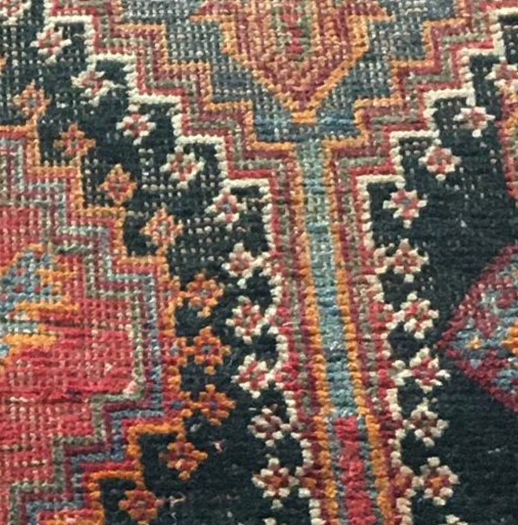 Shiraz Renaissance Collection Runner Rug - 3' 11" x 9' 03" - Red Multicolor - Hand Knotted Wool Distressed Rustic Runner Rug