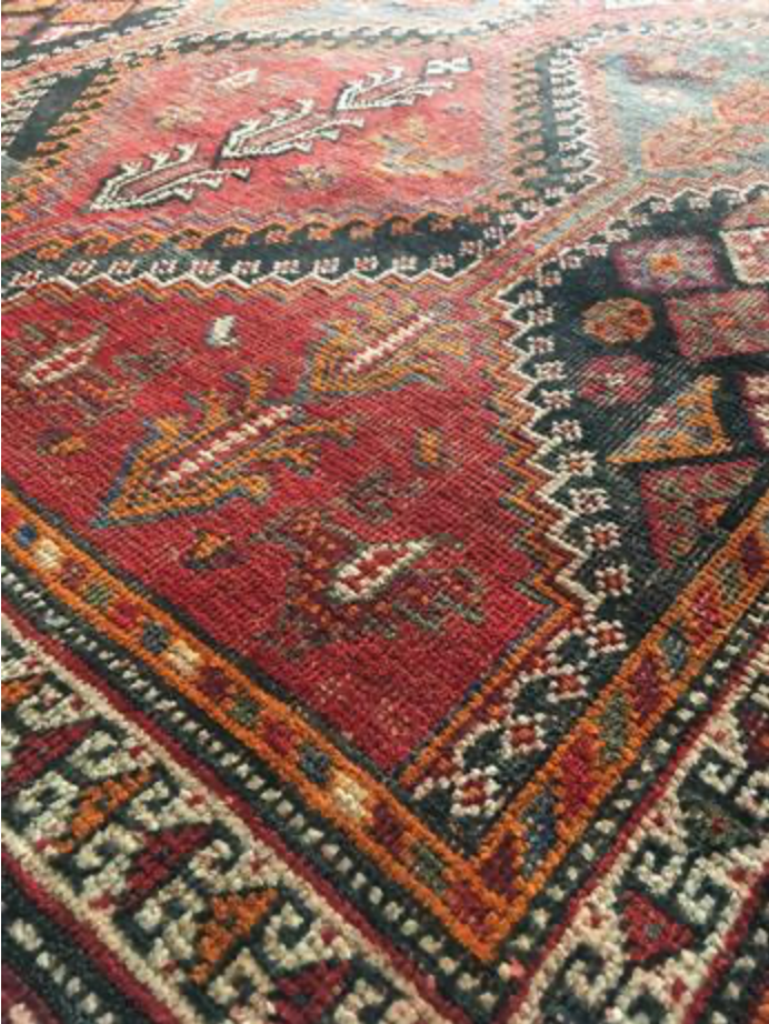 Shiraz Renaissance Collection Runner Rug - 3' 11" x 9' 03" - Red Multicolor - Hand Knotted Wool Distressed Rustic Runner Rug