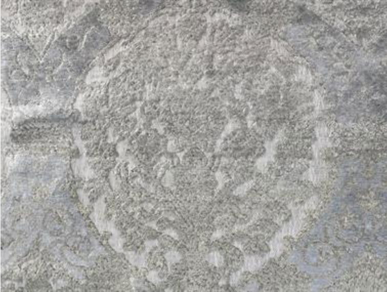 Damask Collection - 10' 02" x 11' 04" - Grey & White - Hand Knotted Wool High Low Damask Traditional Classic Rug