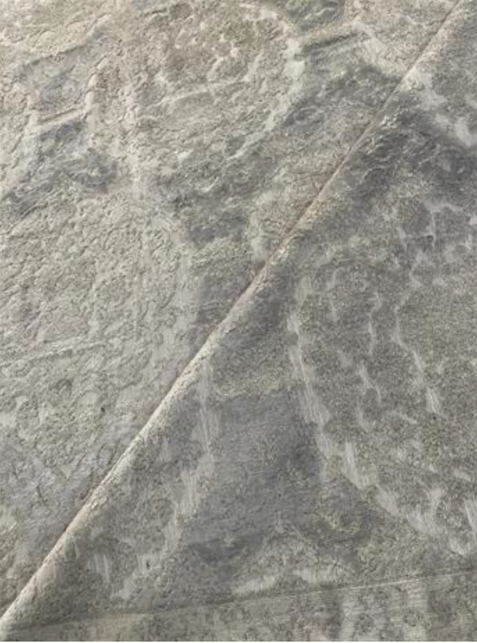 Damask Collection - 10' 02" x 11' 04" - Grey & White - Hand Knotted Wool High Low Damask Traditional Classic Rug