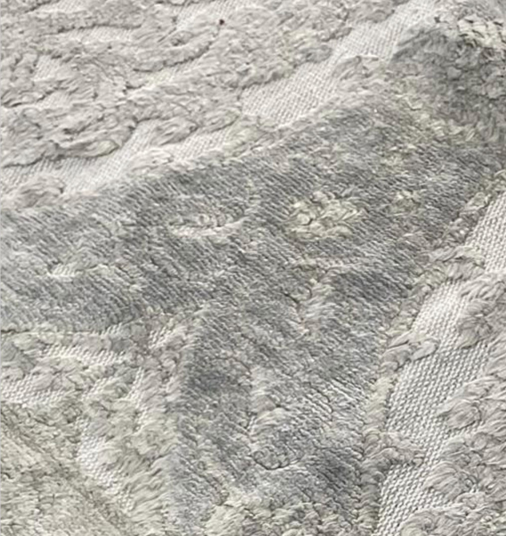 Damask Collection - 10' 02" x 11' 04" - Grey & White - Hand Knotted Wool High Low Damask Traditional Classic Rug