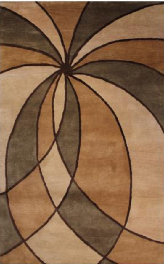 Art Deco  - 5' x 8' - Camel Gold Brown - Hand Made Wool Contemporary Art Deco Rug