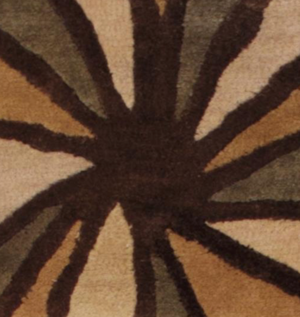 Art Deco  - 5' x 8' - Camel Gold Brown - Hand Made Wool Contemporary Art Deco Rug
