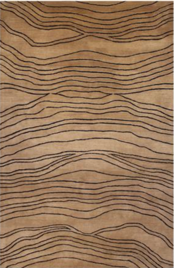 Art Deco  - 5' x 8' - Camel & Dark Brown - Hand Made Wool Contemporary Art Deco Rug