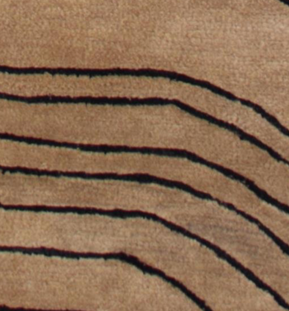 Art Deco  - 5' x 8' - Camel & Dark Brown - Hand Made Wool Contemporary Art Deco Rug