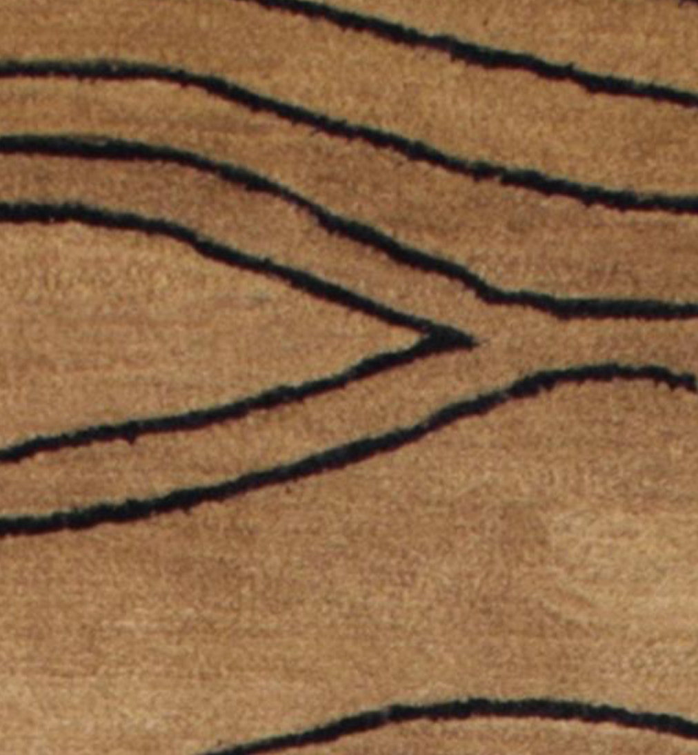 Art Deco  - 5' x 8' - Camel & Dark Brown - Hand Made Wool Contemporary Art Deco Rug