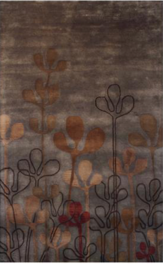 Art Deco  - 5' x 8' - Grey Brown Floral - Hand Made Wool Contemporary Art Deco Rug