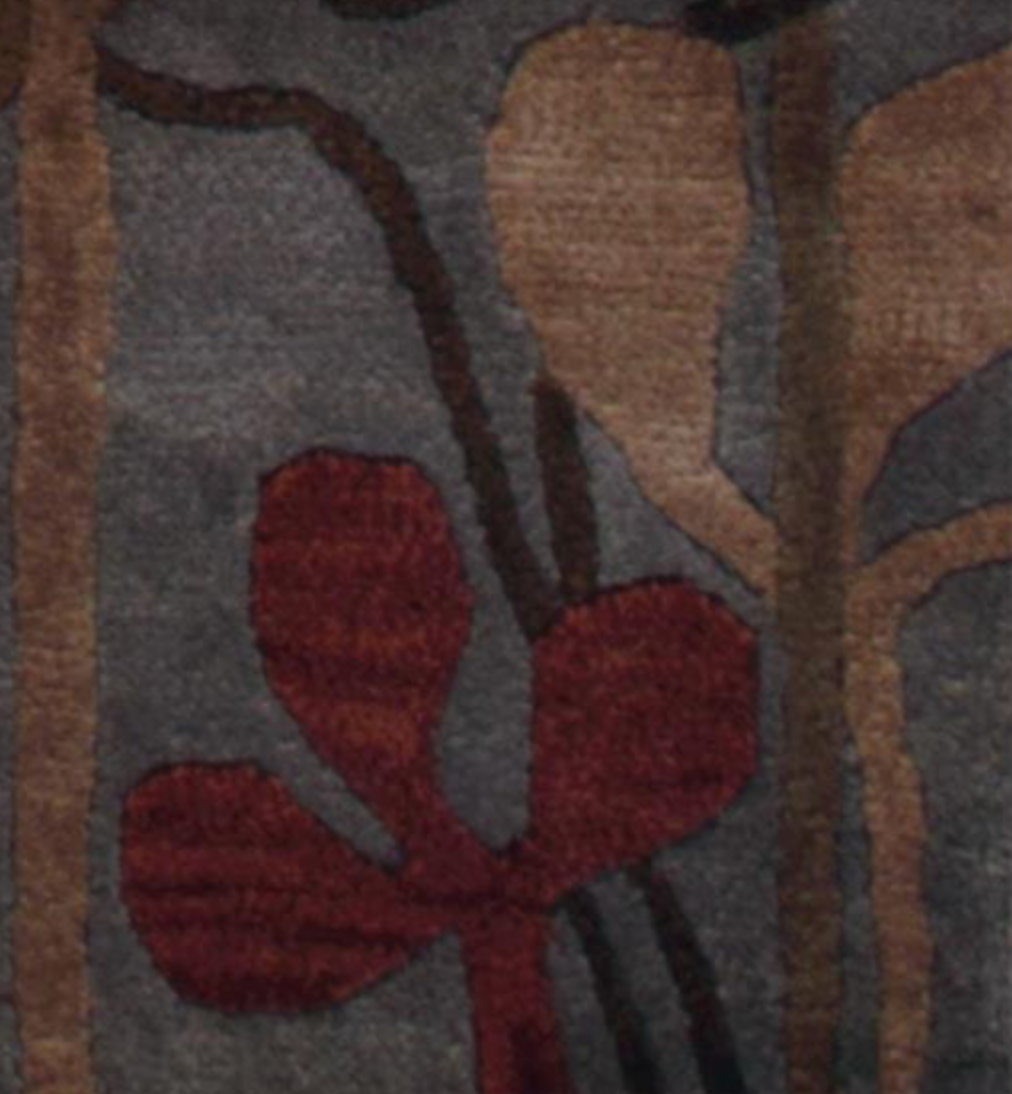 Art Deco  - 5' x 8' - Grey Brown Floral - Hand Made Wool Contemporary Art Deco Rug