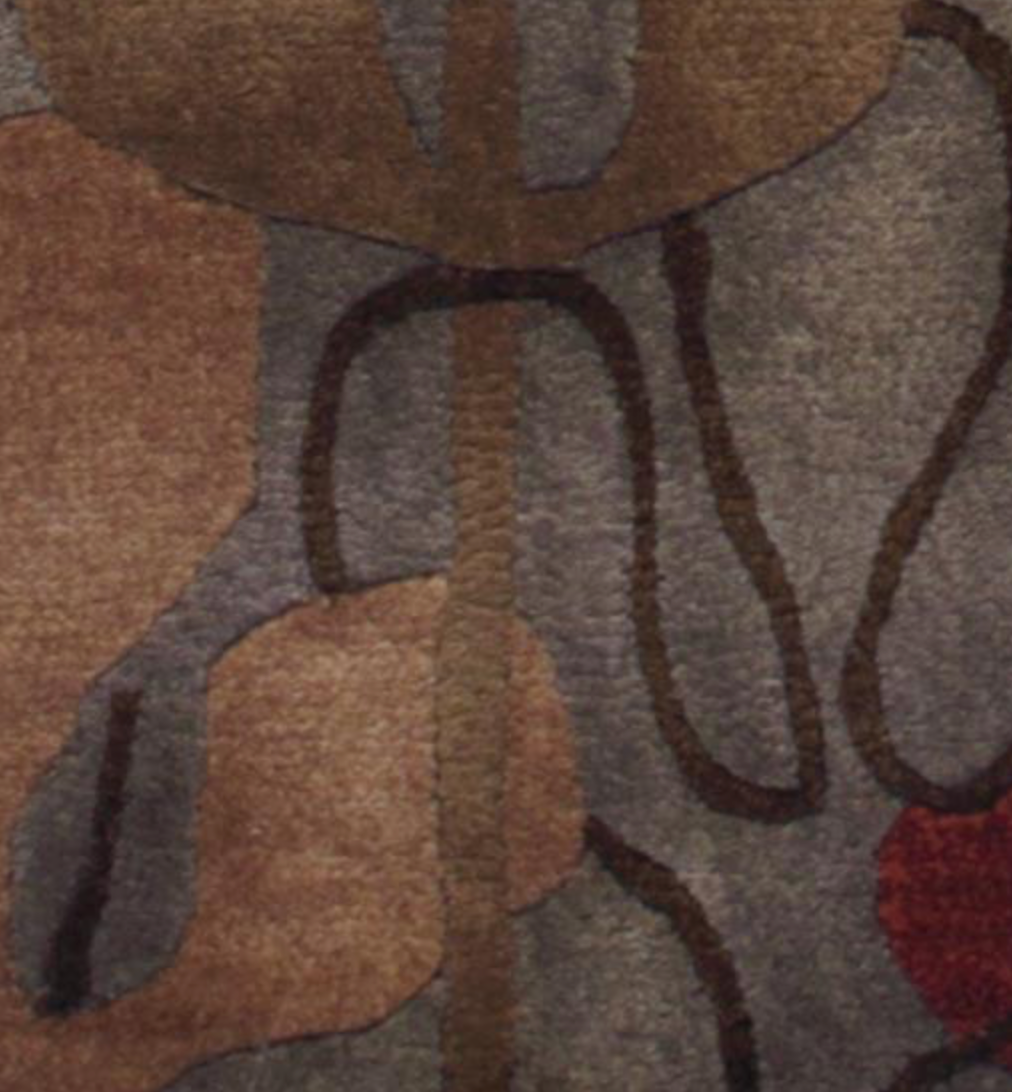 Art Deco  - 5' x 8' - Grey Brown Floral - Hand Made Wool Contemporary Art Deco Rug