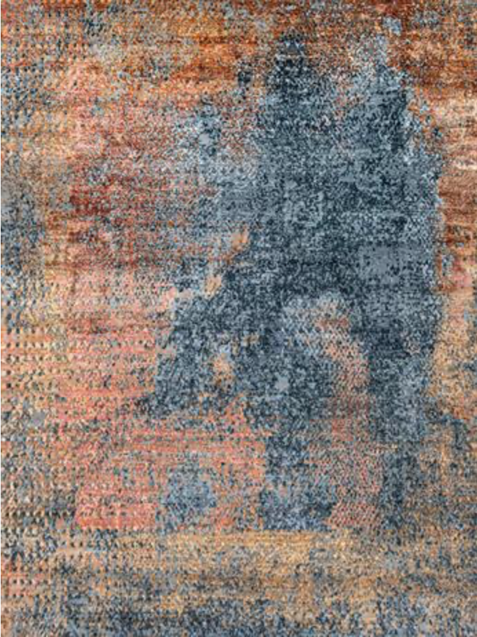 Emerald Collection Wool & Silk - 9' 00" x 12' 02" Area Rug - Grey & Rust - Hand Knotted Wool & Silk Contemporary Modern Rug