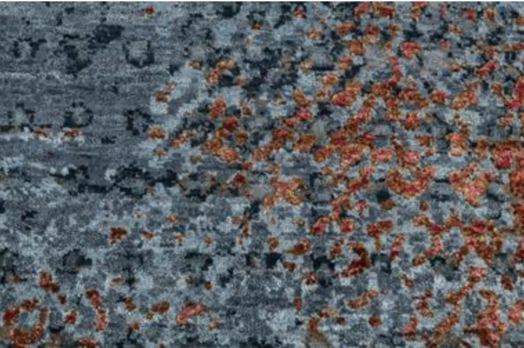 Emerald Collection Wool & Silk - 9' 00" x 12' 02" Area Rug - Grey & Rust - Hand Knotted Wool & Silk Contemporary Modern Rug
