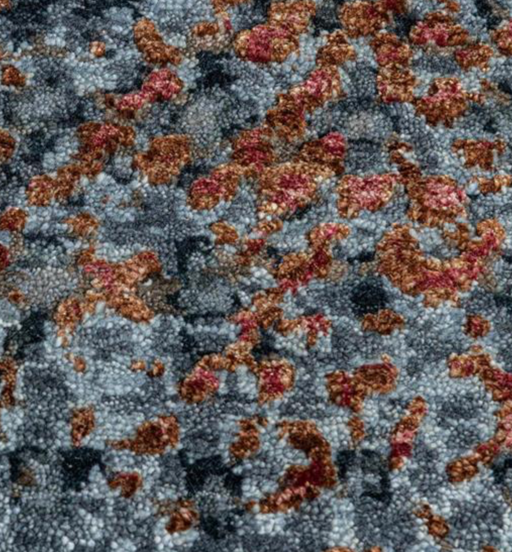 Emerald Collection Wool & Silk - 9' 00" x 12' 02" Area Rug - Grey & Rust - Hand Knotted Wool & Silk Contemporary Modern Rug