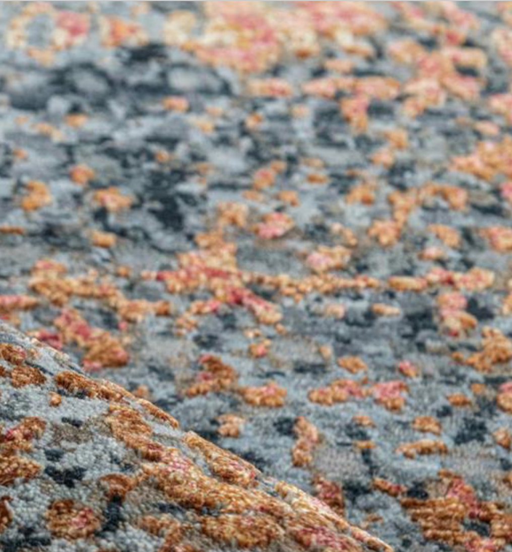 Emerald Collection Wool & Silk - 9' 00" x 12' 02" Area Rug - Grey & Rust - Hand Knotted Wool & Silk Contemporary Modern Rug