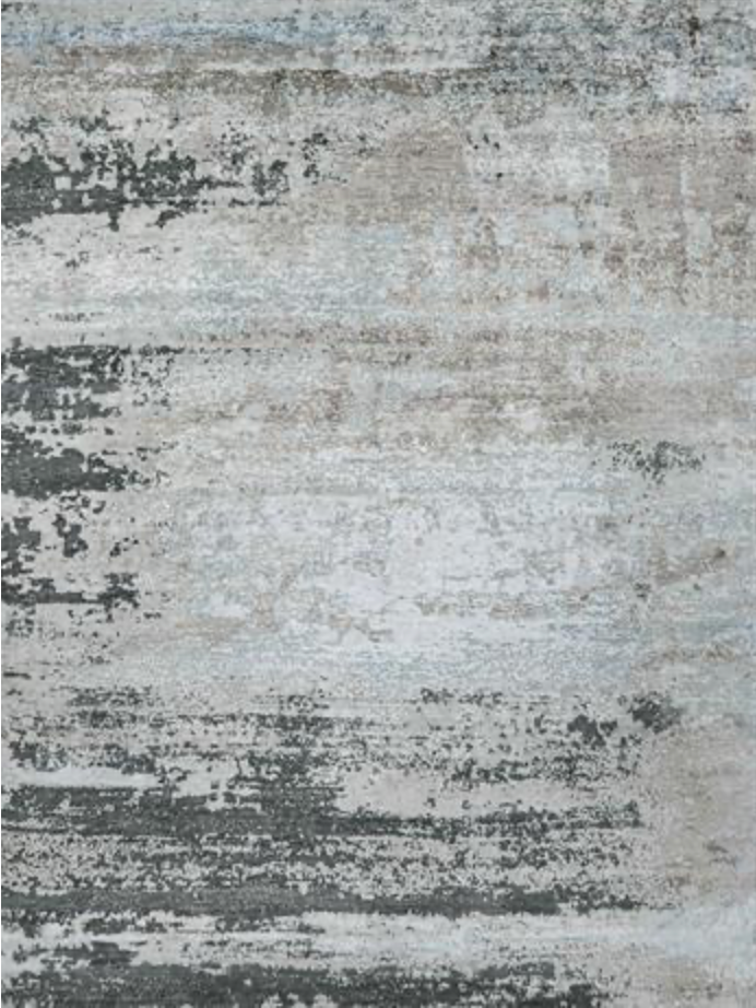 Emerald Collection Wool & Silk - 9' 00" x 12' 03" Area Rug - Grey - Hand Knotted Wool & Silk Contemporary Modern Rug