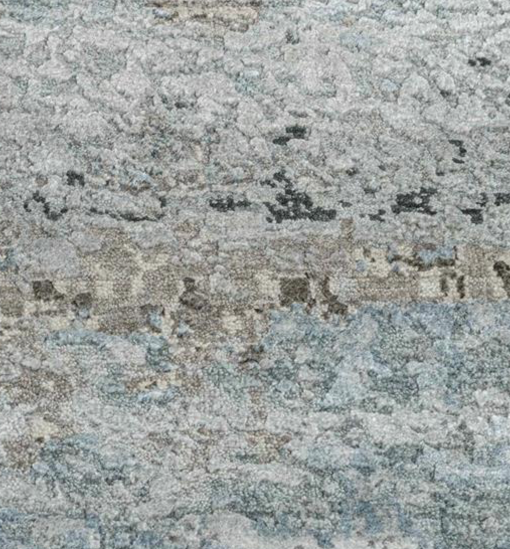 Emerald Collection Wool & Silk - 9' 00" x 12' 03" Area Rug - Grey - Hand Knotted Wool & Silk Contemporary Modern Rug