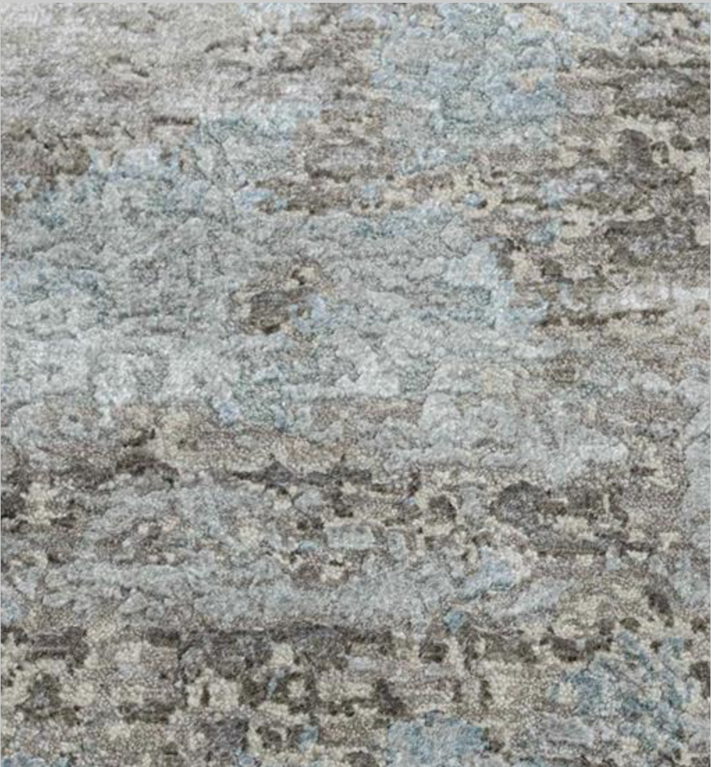 Emerald Collection Wool & Silk - 9' 00" x 12' 03" Area Rug - Grey - Hand Knotted Wool & Silk Contemporary Modern Rug