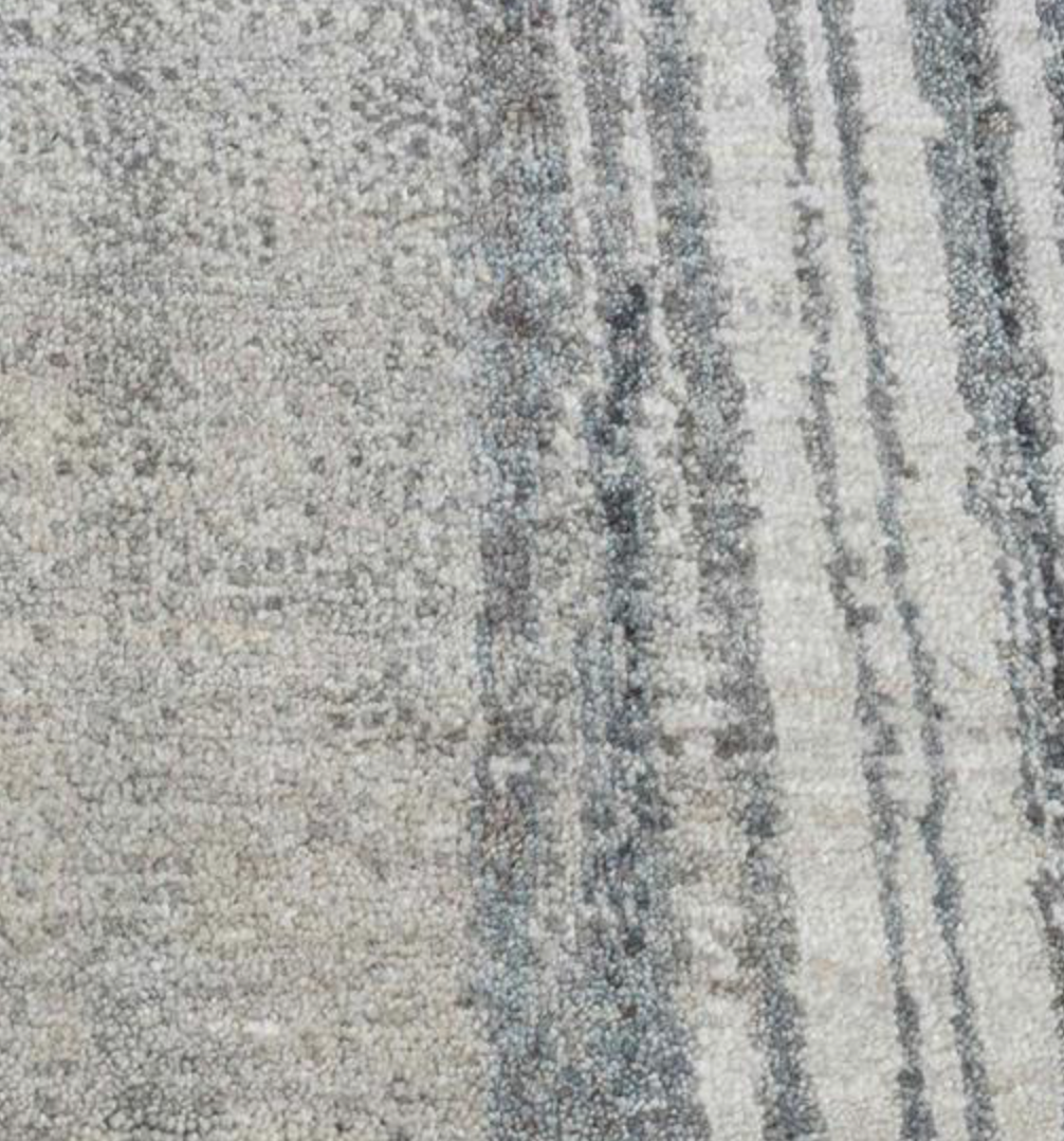 Emerald Collection Wool & Silk - 9' 00" x 12' 02" Area Rug - Grey - Hand Knotted Wool & Silk Contemporary Modern Rug