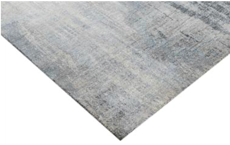 Emerald Collection Wool & Silk - 9' 00" x 12' 02" Area Rug - Grey - Hand Knotted Wool & Silk Contemporary Modern Rug