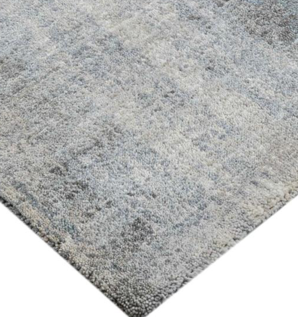 Emerald Collection Wool & Silk - 9' 00" x 12' 02" Area Rug - Grey - Hand Knotted Wool & Silk Contemporary Modern Rug