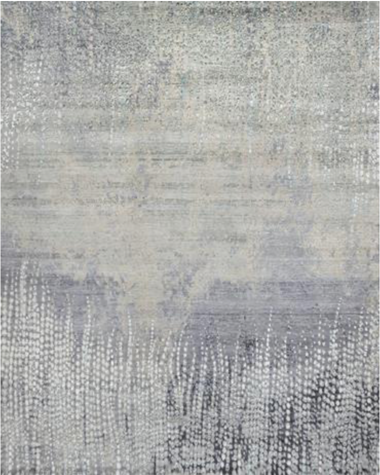 Emerald Collection Wool & Silk - 11' 11" x 15' 02" Large Area Rug - Grey - Hand Knotted Wool & Silk Contemporary Modern Rug
