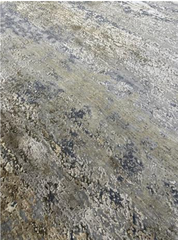 Emerald Collection Wool & Silk - 8' 01" x 10' 02" Area Rug - Grey & Gold - Hand Knotted Wool & Silk Contemporary Modern Rug