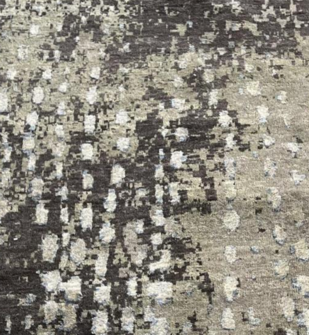 Emerald Collection Wool & Silk - 11' 11" x 15' 01" Large Area Rug - Grey - Hand Knotted Wool & Silk Contemporary Modern Rug