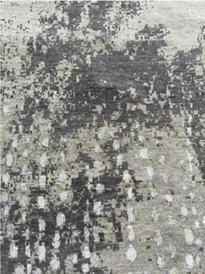 Emerald Collection Wool & Silk - 11' 11" x 15' 01" Large Area Rug - Grey - Hand Knotted Wool & Silk Contemporary Modern Rug